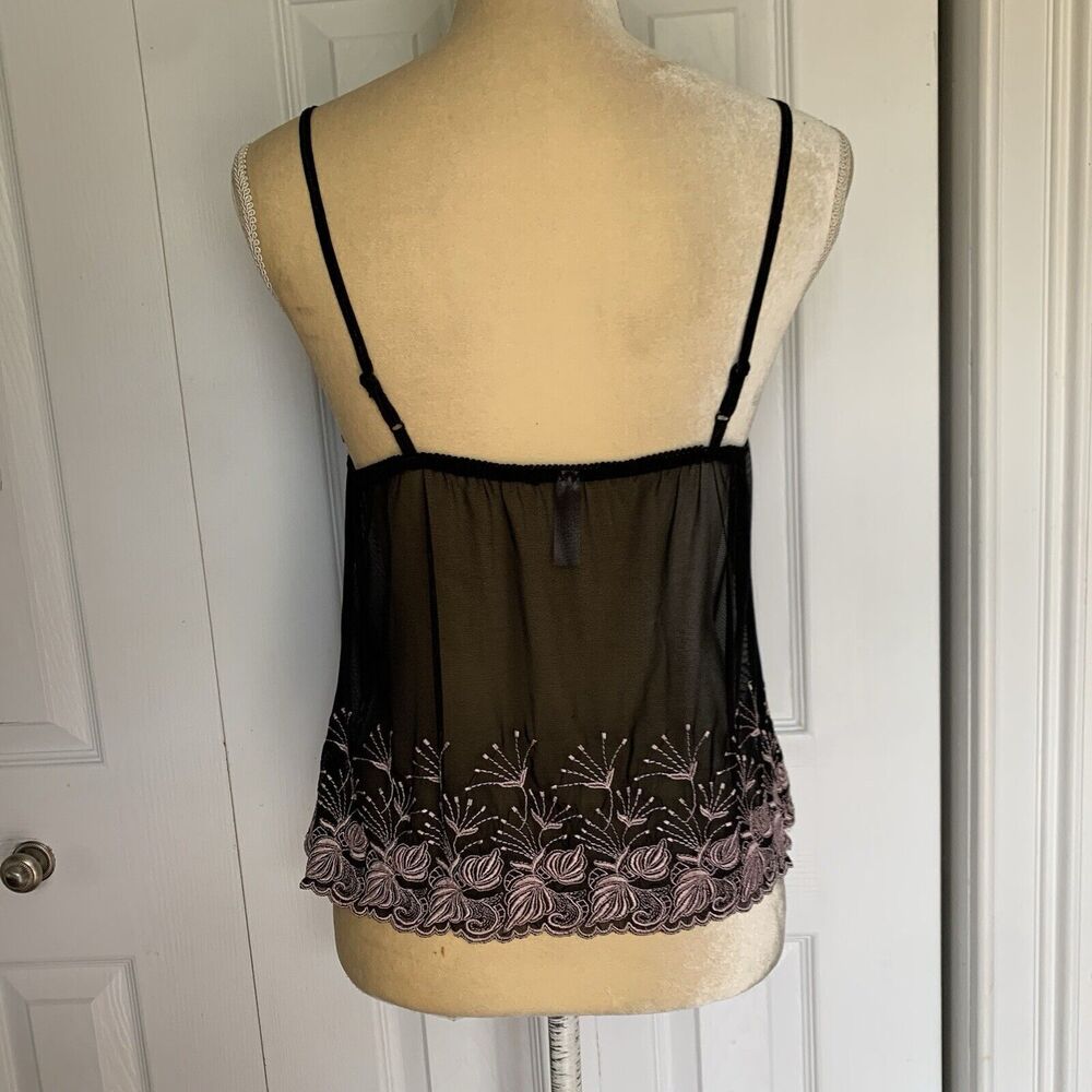 Cacique cami lingerie black lace sheer embroidered stretch 14/16 - Picture 2 of 16